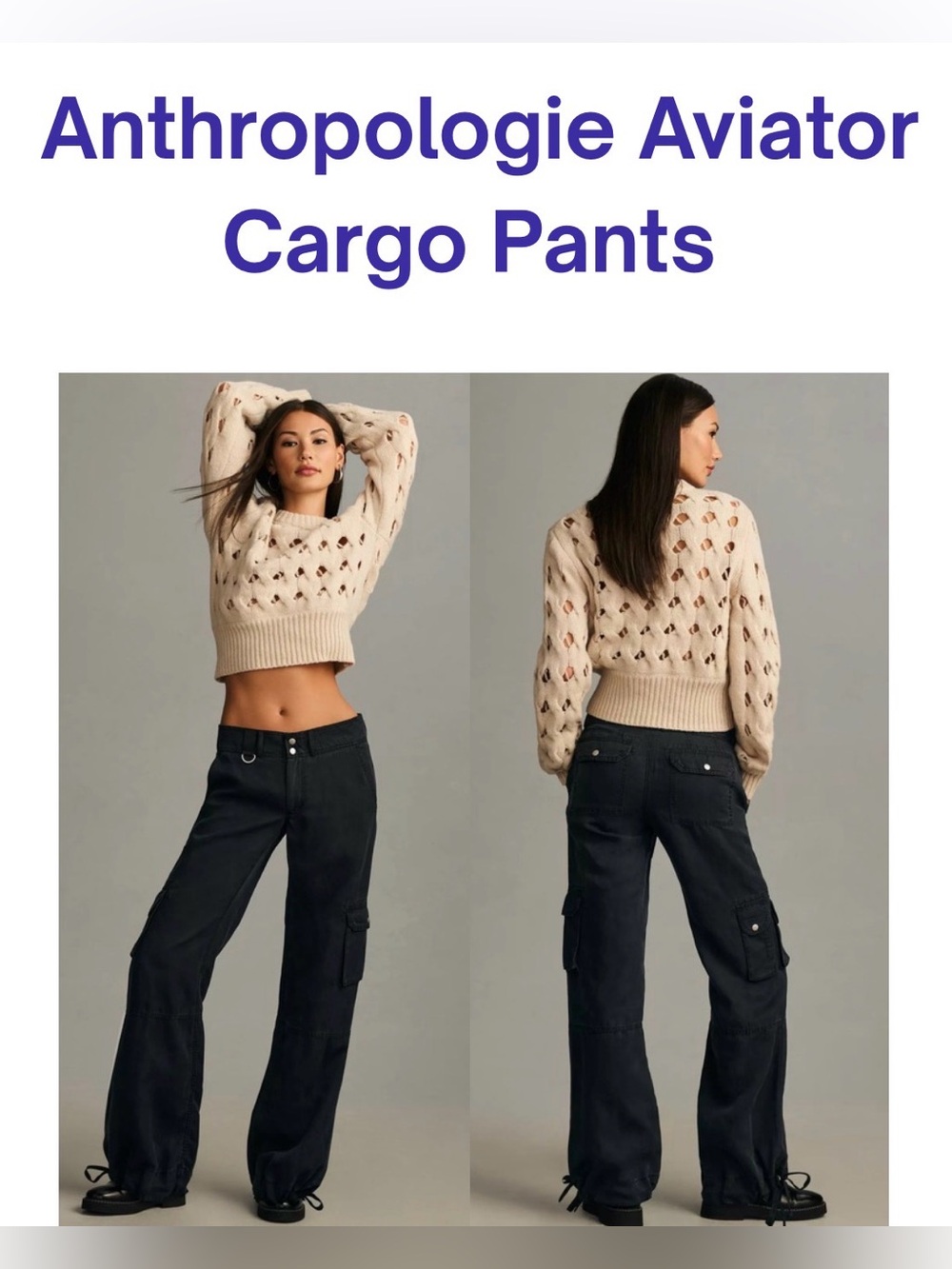 Anthropologie Aviator Cargo Pants Black Linen Lyocell Size 8 – Like New